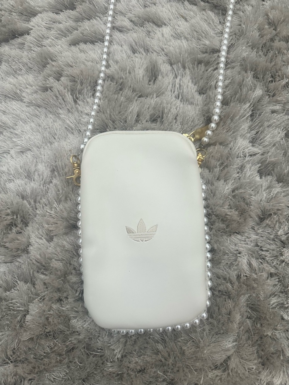 adidas Cream Crossbody Bag with Pearl Bead Strap